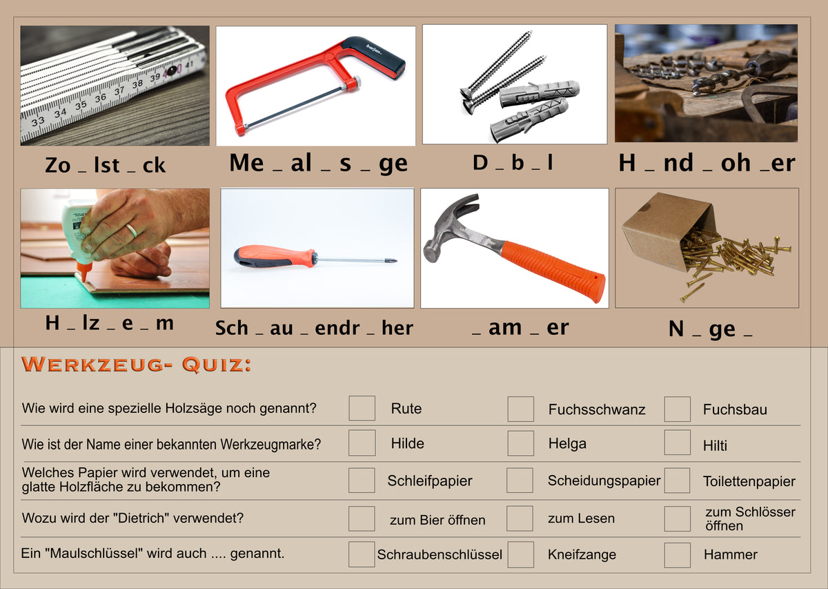 XXL - Rätselblock-  Werkzeug